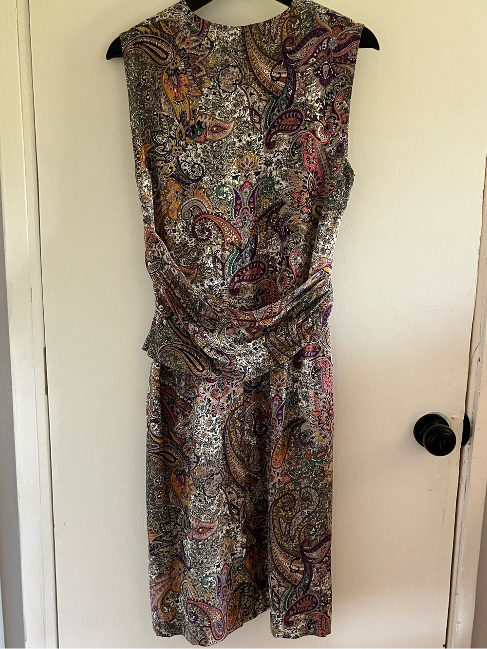 ETRO Multicolor Silk Paisley Print Sleeveless Midi Dress Size 8 - Picture 4 of 6